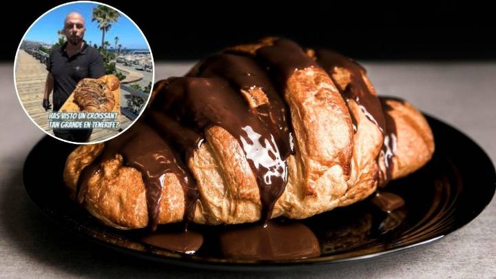 Así es el croissant más grande de todo Canarias: lleva medio metro de pistacho, Lotus o Kinter y está en esta pastelería de Tenerife