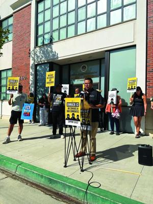 Immigrant justice group protests at Chino office
