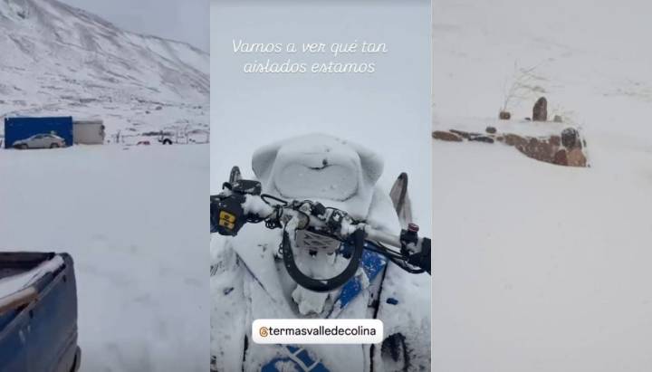 Personas permanecen atrapadas en termas del Cajón del Maipo tras intensa nieve que bloqueó la ruta