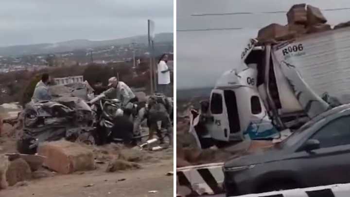 Cierran Autopista a Mexicali por Choque Múltiple en Caseta de El Hongo; Hay 10 Heridos