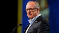SEC commissioner Greg Sankey reacts to Bruce Pearl’s retirement