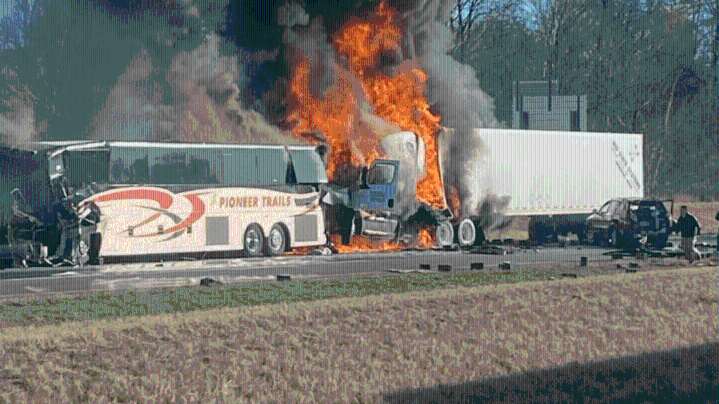 Truck driver in fiery I-70 bus crash that killed 6 was not paying attention, NTSB report says