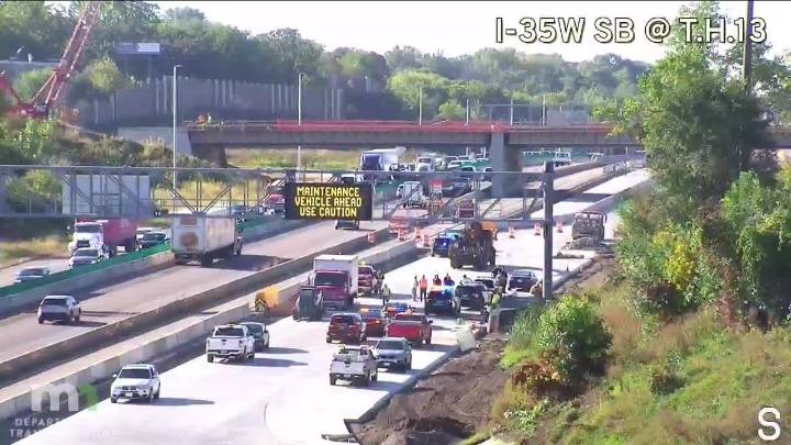 Police respond to construction area of I-35W southbound in Burnsville