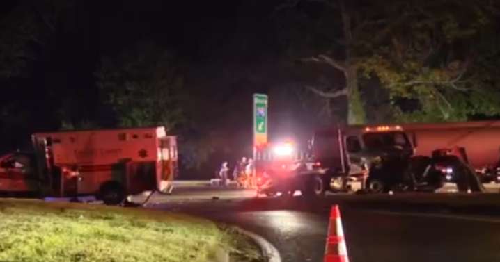 Video shows ambulance, fuel truck crash on I-795 in Maryland that injured paramedics