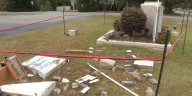 Church sign damaged by vehicle that sped off the road