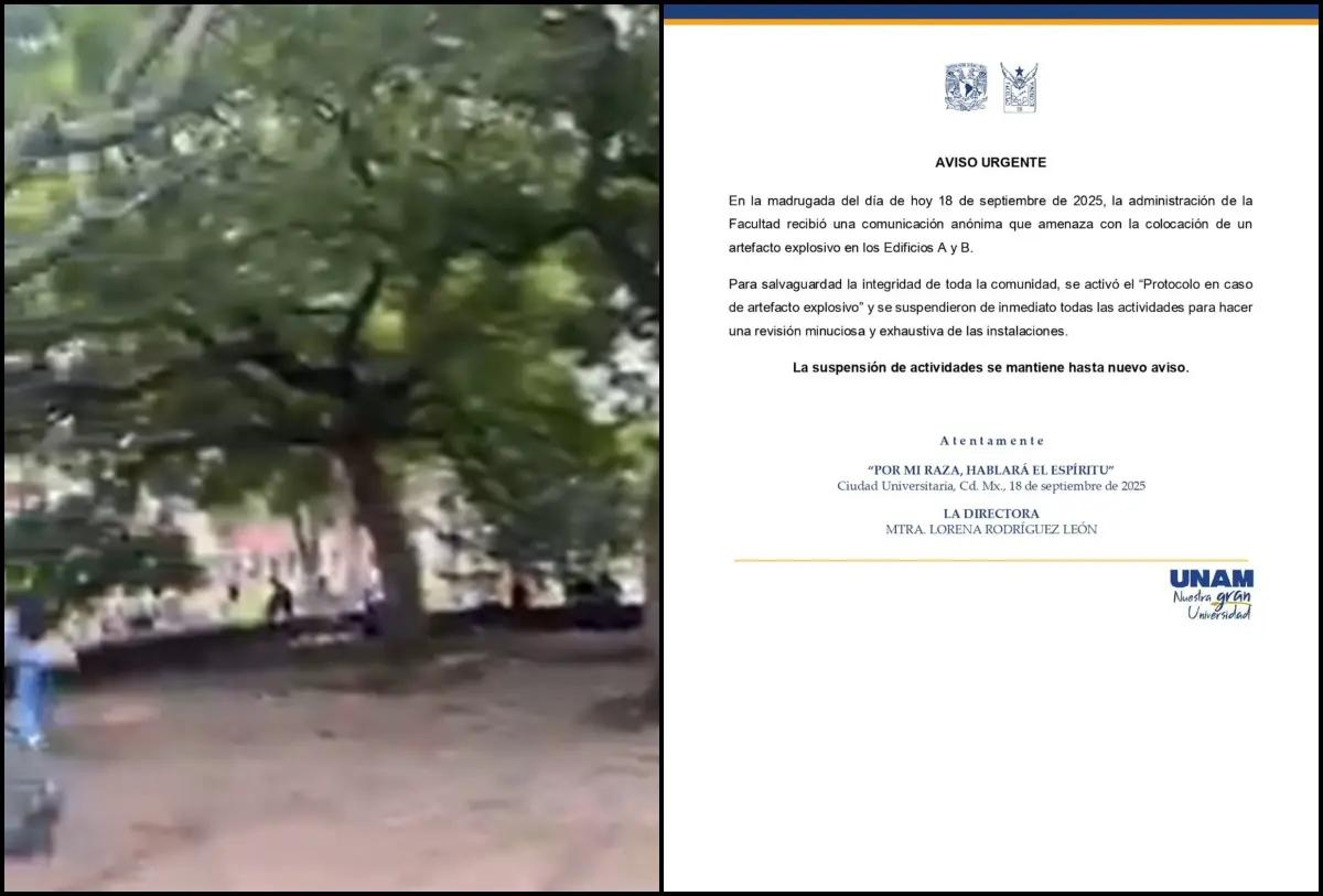 Amenaza de explosivo en la UNAM obliga suspensión de actividades en Facultad de Economía