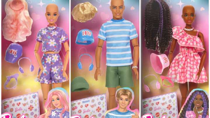 Barbie dolls with wigs help children with hair loss. See the line.