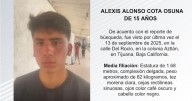 Se busca a Alexis Alonso Cota Osuna de 15 años