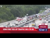 Semi-truck fire shuts down part of southbound I