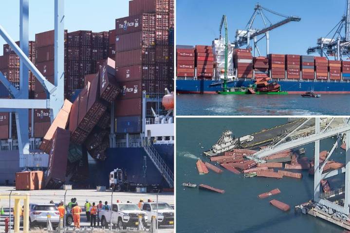 Over 60 shipping containers tumble off boat and crash into Long Beach port