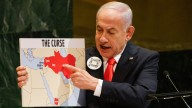Netanyahu holds up map labelled ‘The Curse’ at UN showing regions targeted by Israel