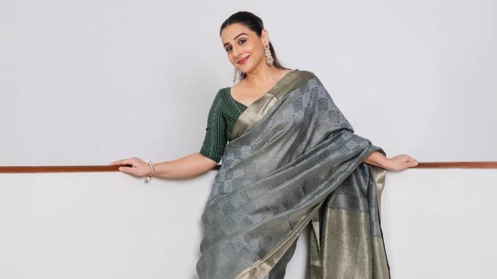 Vidya Balan Is Giving Us Lessons In How To Style Grey Saree With Oomph