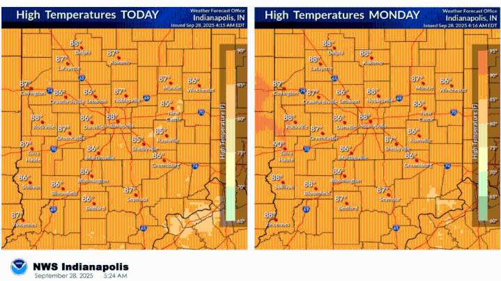 NWS: No Rain, High Temps: Indiana’s Warm Stretch Continues