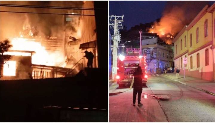 Gran incendio en cerro El Litre en Valparaíso: hay tres casas afectadas