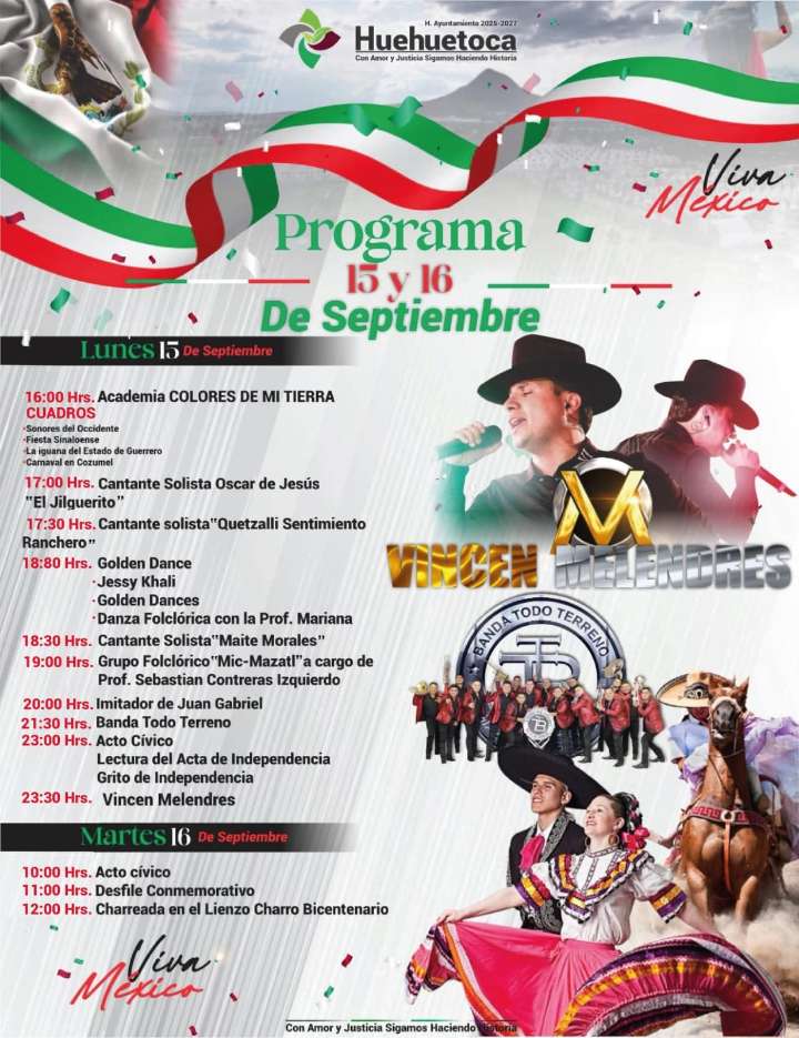 Celebrará Huehuetoca el Grito de Independencia en siete sedes