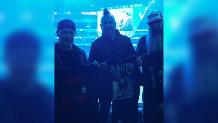 Three Days Grace attends Kraken preseason game