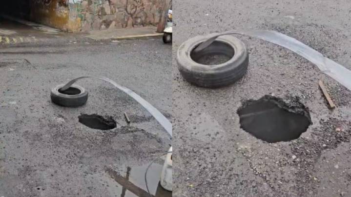 Aparece géiser de 6 metros de profundidad con fuerte olor a agave en Tlaquepaque; vecinos culpan a empresa agavera