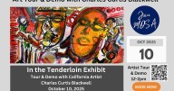 Legally blind artist painting demo at Museum of Special Art in Perrinville Village