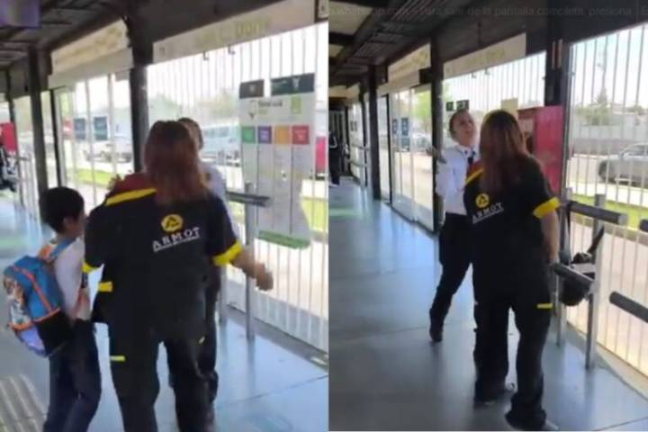 Video: Mujer se mete sin pagar a estación del Tuzobús y agrede a oficial