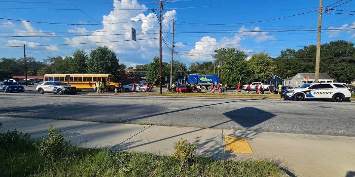 Crash involving MCSD school bus and vehicle in Columbus
