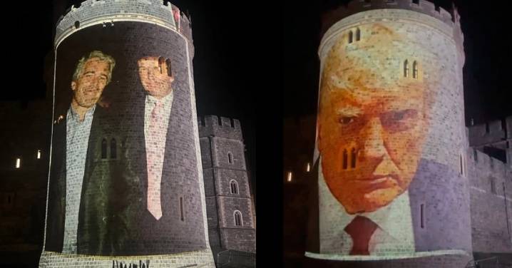 VIDEO| Proyectan imágenes de Trump y Epstein en torre del Castillo Windsor: Presidente de EE.UU. se aloja ahí