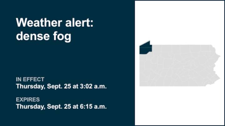 Update: Prepare for dense fog in Southern Erie and Crawford County until Thursday morning