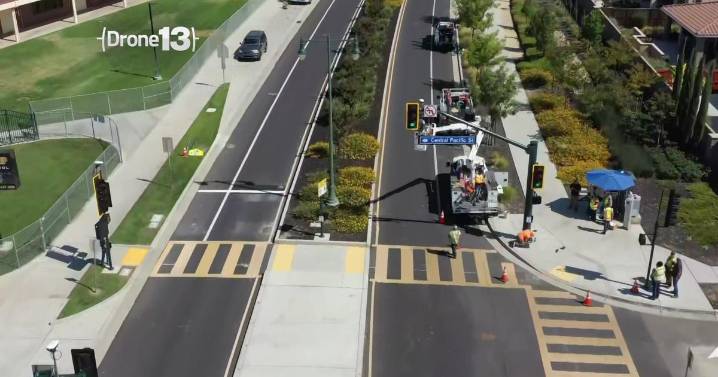 Lathrop activates new high-tech crosswalk near school to improve pedestrian safety