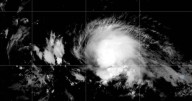 Maps show the forecast track of Tropical Storm Gabrielle, the 7th named storm of the 2025 Atlantic hurricane season
