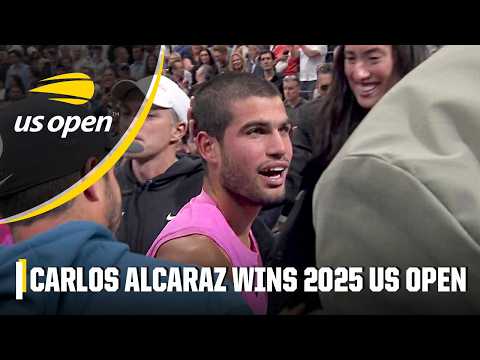 Carlos Alcaraz climbs into stands to celebrate winning 2025 US Open Final vs. No. 1 Jannik Sinner