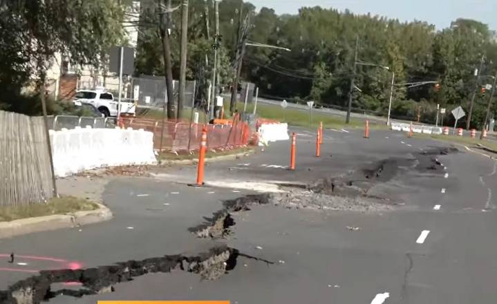 Construction leads to freak road crack in Woodbridge