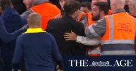 Simeone sent off after confronting fans