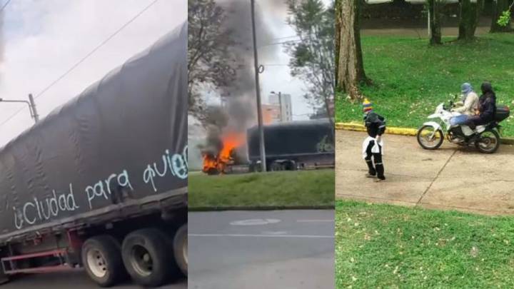 Disturbios en la Universidad del Valle: quemaron dos tractomulas y robaron moto de agente de tránsito