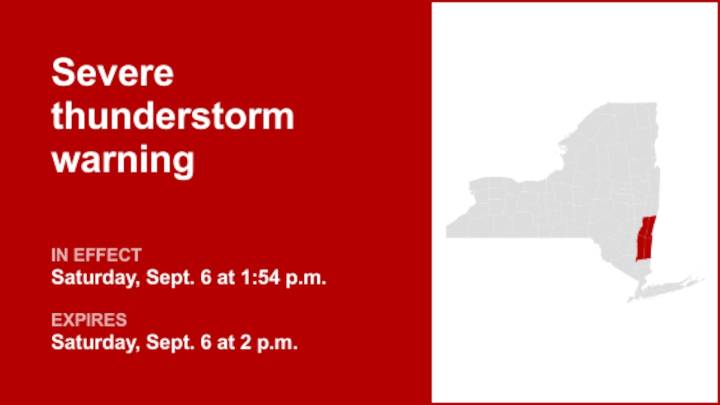 NY weather: Thunderstorms with quarter-sized hail and damaging winds in Columbia and Dutchess counties Saturday