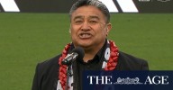 All Blacks star in tears as father sings