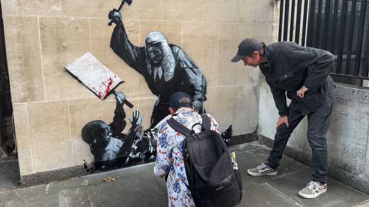 Banksy mural at London's High Court shows judge striking protester
