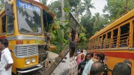 School bus loses control in Venganoor, crashes into wall; students injured