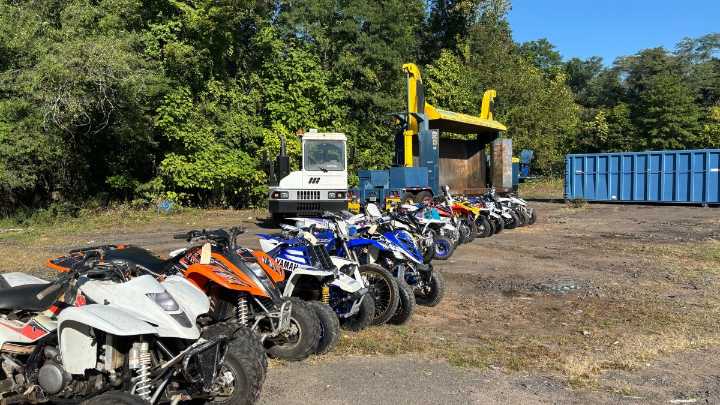 New Haven begins crushing more than 100 illegal dirt bikes and ATVs