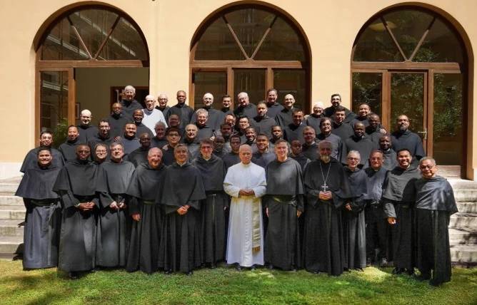 Pope Leo XIV meets with his Augustinian brothers in Rome