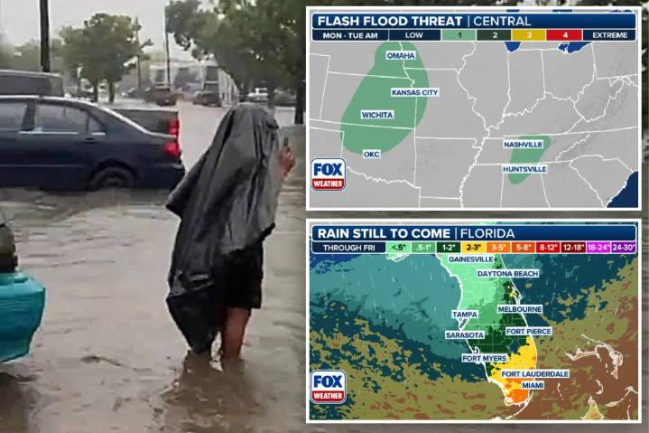 Millions of people face flood threat in Great Plains, Fla. amid Labor Day holiday travel