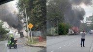 Disturbios en Univalle: tractomulas incendiadas y una moto hurtada en el sur de Cali