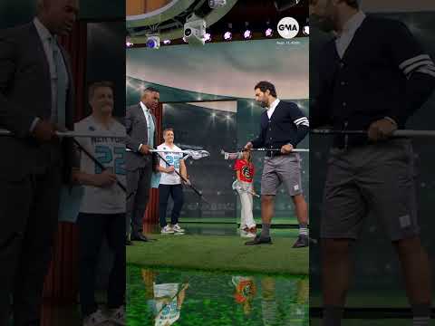 Michael Strahan picks up a lacrosse move — immediately turns it into the Nae Nae