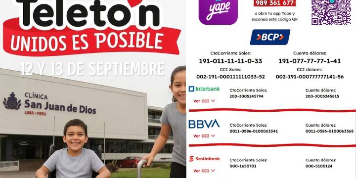 Teletón 2025: canales digitales, bancos y dónde hacer tus donativos en favor de los niños del hogar Clínica San Juan de Dios