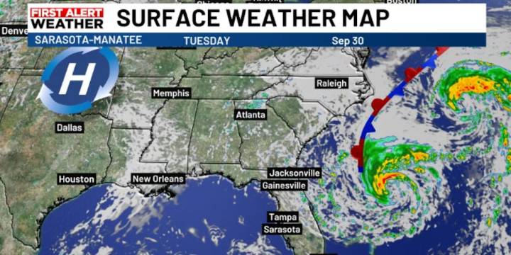 The Suncoast is dry now but wetter to finish the week