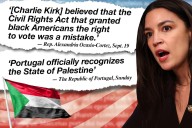 The week in whoppers: Portugal shows its utter ignorance on 'Palestine,' AOC distorts Charlie Kirk's record on the Civil Rights Act and more