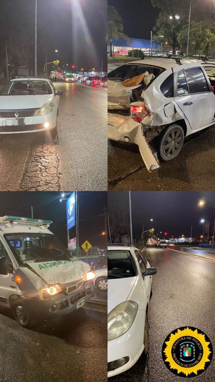 Chocaron una ambulancia y un auto particular en la Avenida Eva Perón: varias personas trasladadas al hospital.