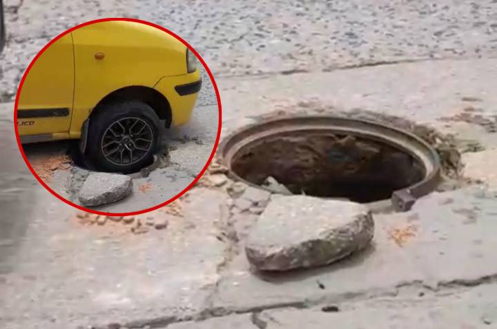 Alcantarilla abierta en la avenida del Libertador en Santa Marta representa una muerte segura