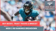 BUY into Bucky Irving, TRUST Travis Etienne & Breece Hall? WEEK 2 fantasy football RB RANKINGS