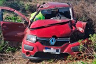 Un vehículo perdió el control y volcó en Ruta 14