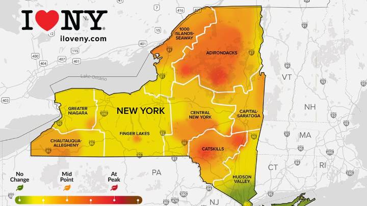 Fall colors near peak in parts of NY: See foliage report by region