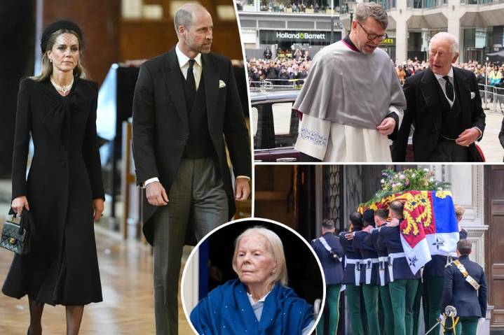 Royal family — minus one senior member — puts on united front at Duchess of Kent's funeral